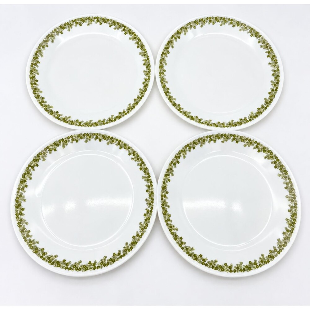 Corelle Crazy Daisy Spring Blossom Green Dinner Plates Set of 4 Vintage 10.25in